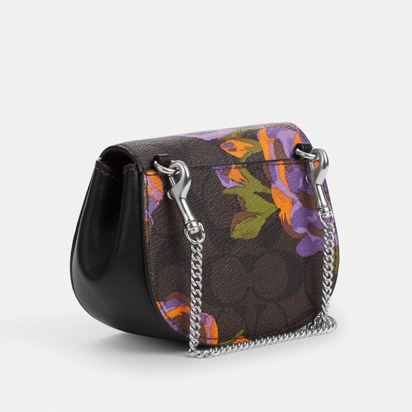 🌸 Coach Morgan Card Case On A Chain In Signature Canvas With Rose Print - Picture 3 of 11